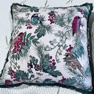Holiday Bird Pattern Throw Pillow